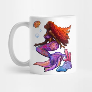 Beautiful Brown skin African American Mermaid. Black mermaid with flowing red hair. Afro locs. Great gift idea for mermaid lovers,Mermay,birthday gift for girls Mug